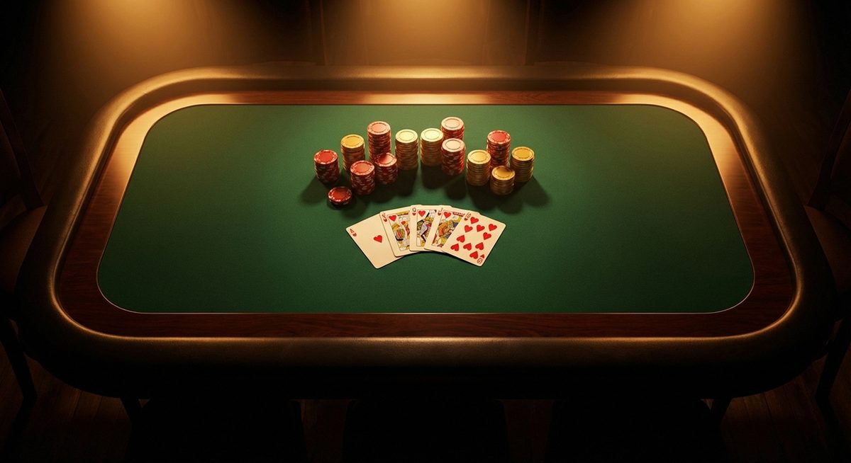 Elegant casinobord med spillekort og marker