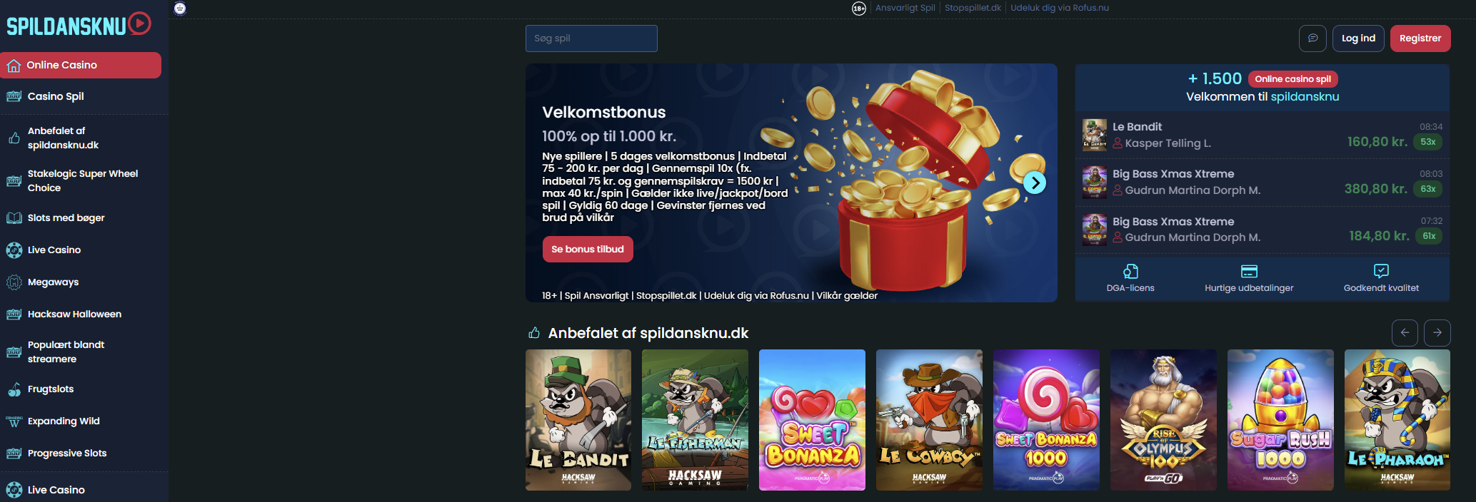 Spildansknu.dk lobby screenshot